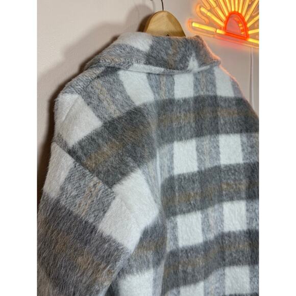 EVEREVE Supersoft Oversized Gray Plaid Selene Coat Jacket Size Medium Slouchy - Picture 11 of 16